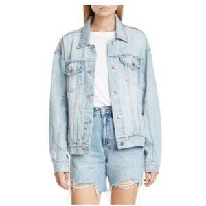 Ksubi Oversized Denim Jacket KARMA Jean Jacket Blue Faded Light Wash Sz M NWT